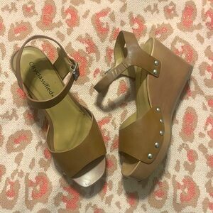 Brown Open Toed Wedges